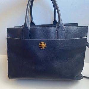 Tory Burch Kira Large Tote Leather Bag Navy Blue